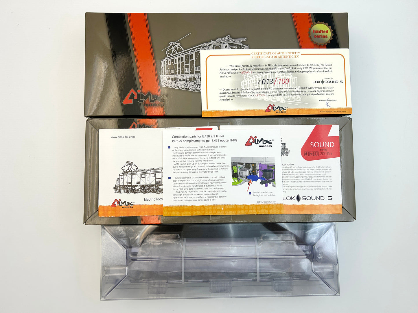 AiMx Models Locomotiva Elettrica FS E 428 078 Ansaldo cassa d'origine - Deposito Milano Sm.to – H0 1/87 AX2001S DCC Sound+ Castano Isabella Epoca IIIb-IVa