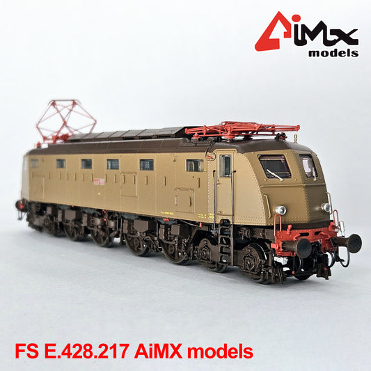 AiMX Models Locomotiva Elettrica FS E 428 217 T.I.B.B. – H0 1/87 AX2043 Castano Isabella Era IV