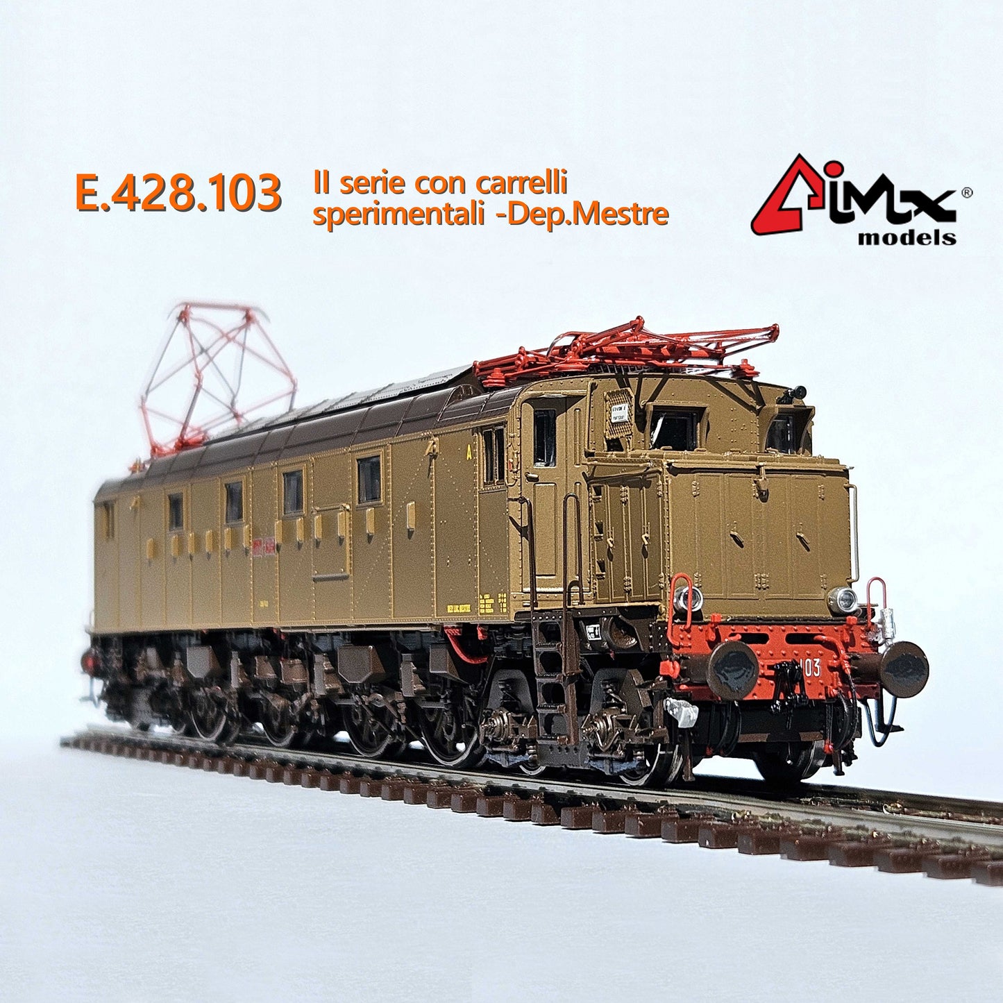 Partial Payment AimX Models Locomotiva Elettrica FS E 428 103 di seconda serie  Ansaldo – H0 1/87 AX2021S DCC Sound+ Castano Isabella Era IV - 1
