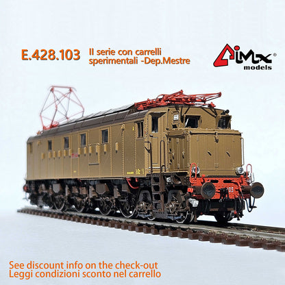 Full Payment AimX Models Locomotiva Elettrica FS E 428 103 di seconda serie  Ansaldo – H0 1/87 AX2021S DCC Sound+ Castano Isabella Era IV