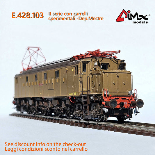 AimX Models Locomotiva Elettrica FS E 428 103 di seconda serie  Ansaldo – H0 1/87 AX2021 Castano Isabella Era IV
