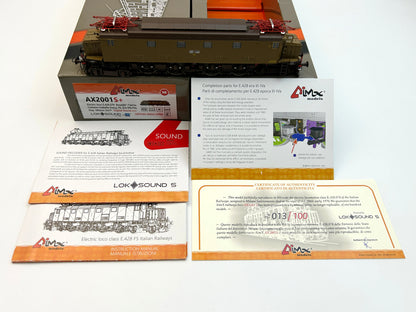 Modelli AiMx Locomotiva Elettrica FS E 428 078 Ansaldo cassa d'origine - Deposito Milano Sm.to – H0 1/87 AX2001S DCC Sound+ Castano Isabella Epoca IIIb-IVa 