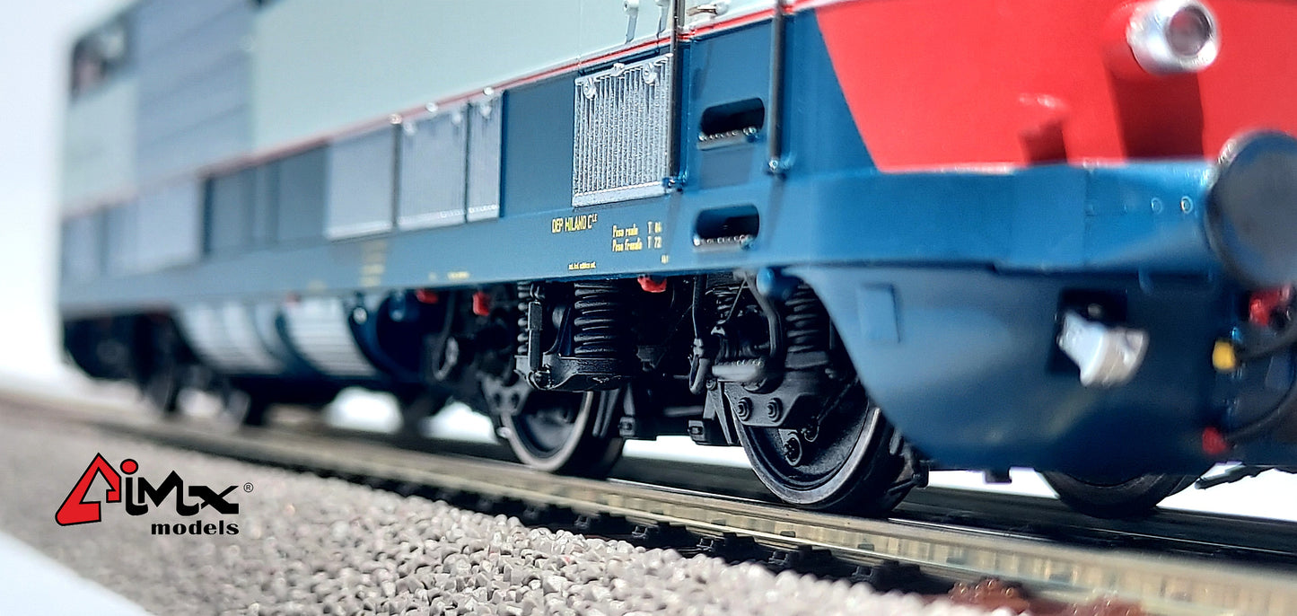 AiMX Models Locomotiva Elettrica FS E 444 005 Tartaruga Elettronica “Full Chopper”– H0 1/87 AX2055 grigio/blu – Era IV