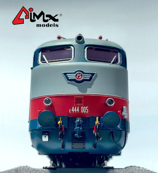 AiMX Models Locomotiva Elettrica FS E 444 005 Tartaruga Elettronica “Full Chopper”– H0 1/87 AX2055 grigio/blu – Era IV